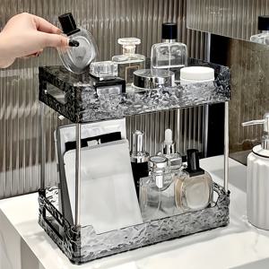 TEMU 1개 2단 및 3단 투명 욕실 화장품 보관대, 다기능 데스크탑 정리함, 거실, 주방, 화장대, 욕실 카운터에 적합한 라이트 베이지 케어 제품 선반, 향수 보관대가 있는 화장품 디스플레이 캐비닛, 드레싱 테이블 액세서리, 가정용품