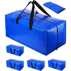 TEMU 100L 내구성 있는 파란색 방수 보관 가방, 이중 지퍼 - 이사, 여행, 캠핑, 정원 장비, 여행용품에 적합한 클래식 스타일의 직사각형 모양, 침대 밑 보관