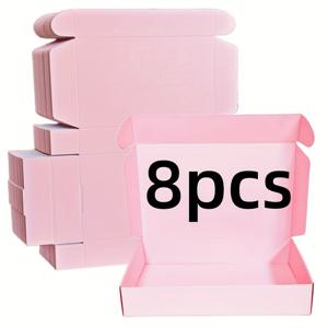 TEMU 8개 핑크색 골판지 선물 상자 8x5.1x1.6인치 - 발렌타인데이, 어머니의 날, 크리스마스용 견고한 익스프레스 포장 및 보석 디스플레이 용품 - 다용도 사용을 위한 진청, 흰색, 빨간색 옵션 포함