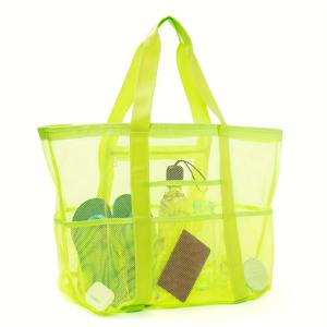 TEMU 1개 심플 여행 토트백 대용량 통기성 메쉬 비치 핸드백 다목적 정리함 해변 휴가 야외 레저용