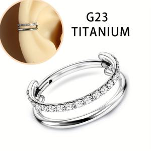 TEMU 1pc G23 티타늄 코털링 후프 16G 후프 세툼 클릭 코털링 입술 루크 로브 트라구스 헬릭스 cartilage Daith Conch 귀걸이 클리어 CZ 파이브드 코 뚫기 보석 여성 남성