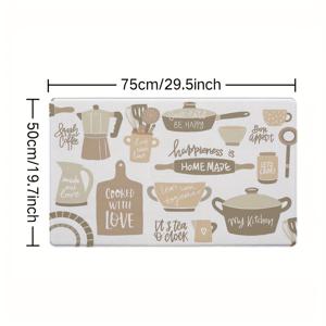TEMU 1개 다이장 레트로 노르딕 스타일 주방 매트 - 미끄럼 방지, 슬로우 리바운드, 편안한 발 매트와 요리 도구 디자인, 직사각형 폴리우레탄 매트, 가정용, 손세탁 전용, 주방 바닥 매트, 주방 액세서리, 미끄럼 방지 주방 매트, 주방 러그, 미끄럼 방지 주방 러그, 세탁 가능한 주방 러그