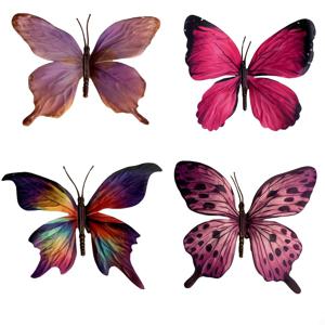 TEMU 생동감 넘치는 인조 나비 4개 세트 - 11.5cm 컬러풀 플로럴 장식, DIY 부케, 졸업모자 액세서리 및 스타일 홈 데코, 나비 장식품