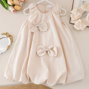 TEMU 여아용 노란색 민소매 드레스, 프릴 칼라 및 리본 디테일 - 젊은이용 캐주얼 여름 드레스, 부드러운 신축성 있는 소재, 신축성 있는 허리띠, 기계 세척 가능, 여아용 드레스, 젊은이용 플레이웨어, 봄 여름 드레스, 부드러운 소재 드레스|민소매원피스