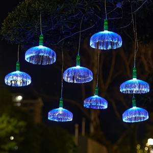 TEMU 4개 태양광 RGB 매달린 해파리 스트링 라이트 - 크리스마스, 결혼식, 파티용 및 화이트 야외 정원 조명, 내구성 있는 플라스틱 방수 장식, 솔라 라이트