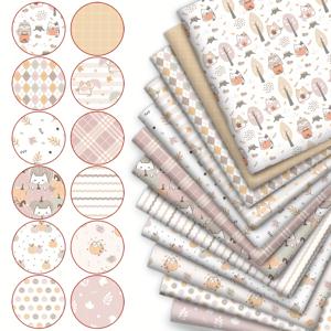 TEMU 12개 팻팔 귀여운 고양이 호박 꽃 패턴 일반 디자인 스타일 포장된 8분의 1 천 묶음, 폴리에스터 패치워크, 패치워크 및 DIY 공예 프로젝트에 적합, DIY 지갑 만들기, 선물용, DIY 인형 옷, 가방 제작, 베개, 120g/야드, 9.45*20인치