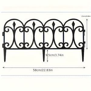 TEMU 블랙 장식용 펜스 5개 세트, 플라스틱 소재, 야외 정원, 파티오, 화단 장식용, 전기 불필요, 깃털 없음, 조경 경계,장식용 펜싱,세련된 야외 트림,유지보수가 적은 장식,야외 펜싱,장식용 장벽,야외 장식 쇼핑객,정원 애호가들