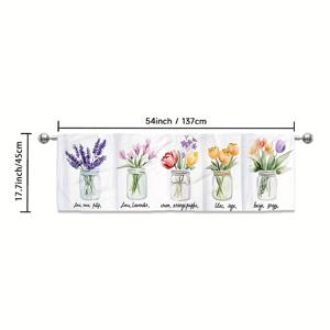 TEMU 1개 빈티지 아르트 데코 플로랄 프린트 커튼 - 세탁기 사용 가능 100% 폴리에스터 주방 창문 드레이퍼리, 로드 포켓 포함, 빛 차단 및 사생활 보호용 거실, 침실, 식당, 계절별 홈 데코 | 인쇄된 드레이퍼리 | 폴리에스터 원단, 주방 커튼