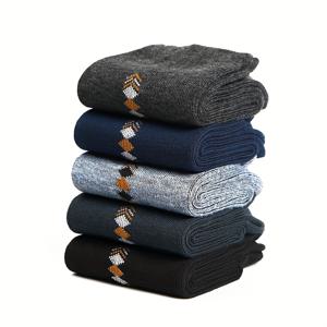 TEMU 남성용 긴 양말 5켤레 세트, 가을 겨울용 두꺼운 보온 양말, 스포츠 및 업무용, 내구성 좋은 방취 양말, 사계절용 중목 양말, 중년 및 청소년용, 건설 양말, 비즈니스 양말, 겨울 양말,아웃도어 양말,다용도 양말,평범한 양말,고품질 양말,두꺼운 양말,남성용 양말,중년 양말,남성용 신발