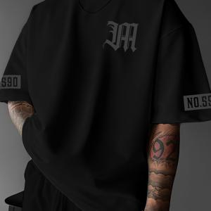 TEMU 남성용 스트리트 스타일 캐주얼 반팔 티셔츠 - 베이지색 