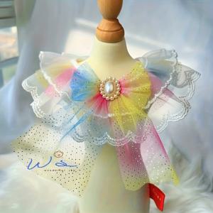 TEMU 1pc 폴카 도트 레이스 애완동물 스카프, XS-S-M-L, 빈티지 개 고양이 목걸이 스카프, 데이 선물, 고양이와 개용을 위한 패션 파티 의상, 모든 계절에 적합, 사진 촬영/여행