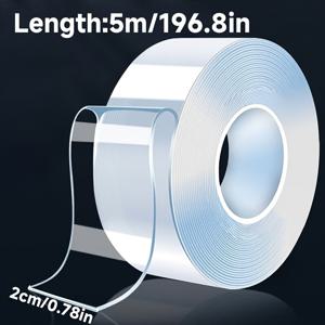 TEMU 4개입 강력한 양면 접착 테이프 - 길이 500cm 투명 방수 고정력 홈 개선용, 벽 스티커, 가전제품 및 몬스터 등