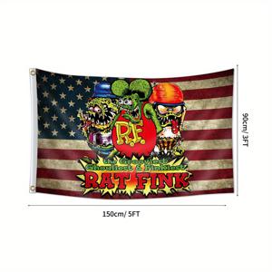 TEMU 1개, 랫 핑크 자동차 깃발, 2*3ft(60*90cm) /3x5ft (90*150cm), 빈티지 벽 장식, 2개 그로밋, 단면 인쇄, 실내, 야외, 차고, 정원, 맨 케이브, 장식용, 야외 벽 장식,정원 장식,향수 어린 장식,레트로 디자인,그로멧 걸이,자동차 애호가 선물,장식용 배너,자동차 애호가