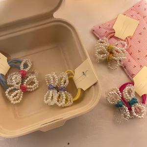 TEMU 매일 매치하기 좋은 두 종류의 비즈가 달린 귀여운 컬러풀 스큐치 헤어타이 8개 세트