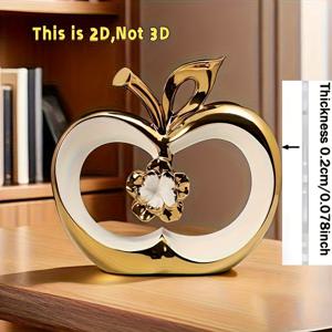 TEMU 2D 플랫, 사과 추상 아트 장식 - 타원형 베이스 아크릴 소재, 우아한 골드 표면, 거실·사무실·다이닝룸·웨딩·생일·파티용 장식품, 크리스마스에 최적