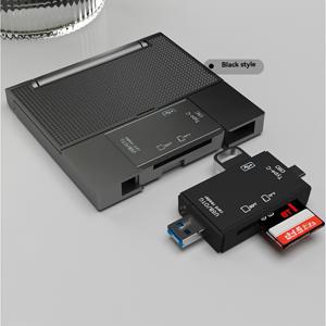 TEMU Wowssyo 1개 7-in-1 멀티 OTG 카드 리더기, USB 3.0 및 Type-C 어댑터 포함, 디지털 카메라·스마트폰·태블릿·외장 드라이브·SD/TF 카드 호환 - 배터리 불필요, 휴대용 디자인, ABS 소재, 데이터 전송 기능, 카메라 액세서리