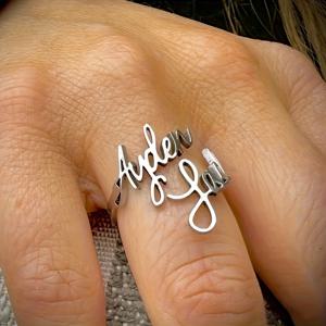 TEMU 개인화된 스테인레스 스틸 1-2 이름 반지, 이중층 이름 오픈 반지, 맞춤형 보석 선물, 휴일 선물, 어머니의 날 선물