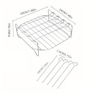 TEMU 스테인리스 스틸 에어 프라이어 랙 액세서리 세트, 대부분의 에어 프라이어와 호환 가능한 라운드 꼬치 홀더, 다용도 로스팅 그릴링 랙과 식기세척기 안전