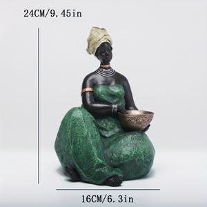 TEMU 1개 빈티지 아프리카 부족 여성 피규어 - 전통 의상과 소가리 껍질 및 어스 톤의 수제 레진 조각상, 이스터용 러스틱 데스크탑 장식품 또는 테이블톱 - 문화적 홈 액센트 & 독특한 선물 아이디어, 선반 장식 | 예술적인 디자인 | 복잡한 패턴