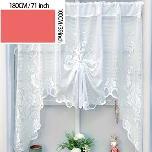 TEMU 1pc 우아한 꽃무늬 레이스 시어 커튼 - 로드 포켓 디자인, 쉽게 걸 수 있음, 거실 및 침실 장식용 반투명 폴리에스터 원단, 로맨틱한 홈 액센트, 시어 커튼 | 꽃무늬 레이스 커튼 | 폴리에스터 원단