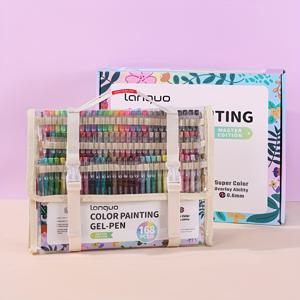 TEMU LANGUO 168pcs 컬러 페인트 젤 펜 세트, 플라스틱 미세 포인트, 노트북, 드로잉, 노트, 마킹, 다양한 펜 타입 포함, 전문가용