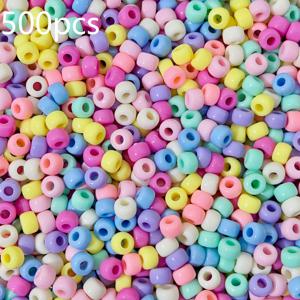 TEMU 500개 마카롱 컬러 아크릴 원통형 말 비즈 - 5x7mm 파스텔 & 화려한 DIY 주얼리 만들기, 우정 팔찌, 공예용품, 내구성 있는 장식 구슬 세트, 재미있는 디자인, 매끄러운 질감, 수제 애호가용