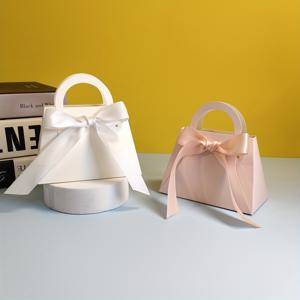 TEMU 리본이 달린 20개 미니 종이 선물 가방 세트 - 우아한 핑크/화이트, 결혼식 선물, 생일 간식, 파티 용품 등을 위한 손잡이 디자인 - 내구성 있고 소매용 포장 상자, 소매 및 비즈니스 사용을 위한 선물 포장 용품, 크리스마스, 할로윈