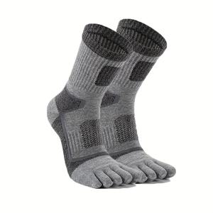 TEMU 1쌍 미드-캐프 스포츠 양말 - 미끄럼 방지 발가락 분리 디자인, 고신축성 수분 흡수 빠른 건조 통기성 자전거 달리기 농구용 기하학 패턴 (회색/네이비/검정), 농구 양말, 라이프스타일, 스포티한 디자인, 내구성 있는 구조, 피트니스 애호가를 위한