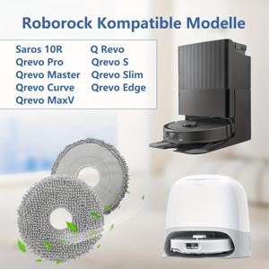 TEMU Roborock Saros 10R/Q Revo/Q Pro/Q S/Q Master/Q Slim/Q Maxv/Q Curve/Q Edge 로봇 진공 청소기용으로 적합한 8팩의 교체용 젖은 휴지입니다. 재사용 가능한, 세척 가능한 걸레 패드가 있습니다.|물티슈