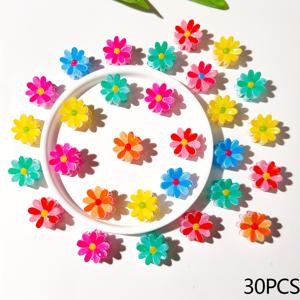 TEMU 15개/30개 꽃 머리핀 여성용, 귀여운 국화 프린트 미니 머리집게, 사이드 뱅과 날림머리용 심플한 헤어 액세서리, 데일리 사용에 적합, 포니테일 토퍼,사이드 뱅스 홀더,작은 머리핀,여성용 헤어 그립,심플한 플로럴 디자인,가벼운 헤어 클립