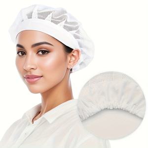 TEMU 4개 세트 통기성 메쉬 주방모, 공장 작업장 작업모, 탄성 헤어 넷 헤드 커버, 식품 안전 방지 슬립 헤어 모, 남성 및 여성 탄성 밴드 주방모