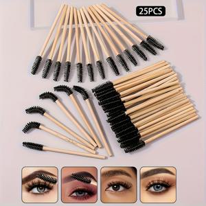 TEMU 25개 대나무 손잡이 속눈썹 브러쉬 전문 그라프팅 속눈썹 도구 다기능 눈썹 빗 눈썹 스파이럴 브러쉬 속눈썹 작은 브러쉬 회전 가능한 브러쉬 헤드 멀티 앵글 메이크업 완벽한 무사각 눈 메이크업 좋은 품질 속눈썹 컬링 눈썹 브러쉬 세트, 속눈썹 브러쉬, 마스카라 완드, 스풀리, 속눈썹 스풀리, 속눈썹 기술 용품, 메이크업 액세서리, 메이크업