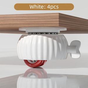 TEMU 4피스 세트 잠금 스위블 캐스터, 자가 접착 가구 바퀴 | 360° 무소음 회전 (블랙 & 화이트 옵션) | 소파/캐비닛 이동용 폴리싱 메탈 하중 지지 바퀴 | 드릴링 불필요