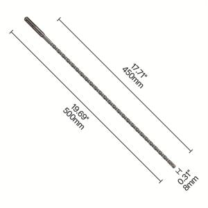 TEMU GCC 호환 초경 내열성 (최대 60°C) 장기 내구성 1피스 SDS 플러스 크로스 커터 헤드 8-30mm 듀얼 오거 디자인 - 500mm 길이 콘크리트, 벽돌, 벽 드릴링용 - 4개의 절삭날, 듀얼 스파이럴 돌출, 효율적인 폐기물 제거, 장기 콘크리트 드릴링