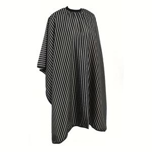 TEMU 성인용 대형 검정과 흰색 줄무늬 헤어컷 케이프 - 내구성이 뛰어난 폴리에스터 미용실 이발사 앞치마, 140x150cm, 스타일리시하고 기능적인 머리 자르기 도구, 이발사 액세서리