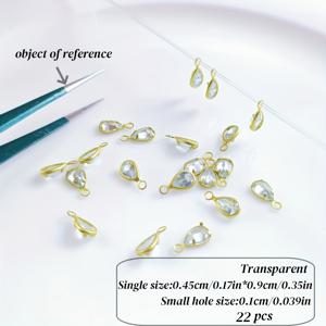 TEMU 22개 세트 (대량 도매 가능) 골든 워터 드롭 합성 지르코니아 펜던트 - 4.5mm x 9mm 싱글홀 DIY 참, 네 개의 프롱 얇은 가장자리 세팅, 스윙 귀걸이, 목걸이 & 팔찌 제작용 - 유럽 스타일 DIY 합성 지르코니아 비즈