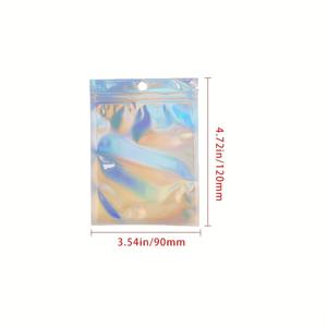 TEMU 110팩 무지개색 홀로그래픽 자가 밀봉 백 - 그라데이션 컬러 플라스틱 액세서리 보관 파우치, 선물 포장 및 여행 정리용 주얼리 오거나이저