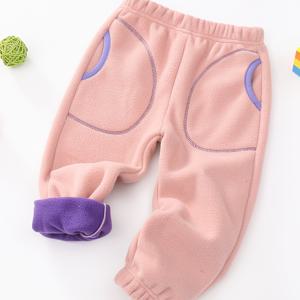 TEMU 조메이크 여아용 겨울 따뜻한 플러시 팬츠, 탄력 있는 허리밴드 & 퍼플-핑크 대비 트림 - 풀 레그 레깅스, 포켓, 세탁기 사용 가능, 스키, 발레, 캐주얼 아우터웨어용 (핑크/그레이), 야외 활동에 완벽