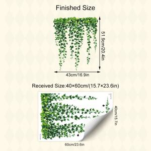 TEMU 1개 대형 그린 아이비 잎 창문 필름 - 정전기 부착 프라이버시 유리 패널, 문, 샤워실 및 거울용 탈착식 PVC 데칼 - 쉽게 부착 (접착제 필요 없음) - 인조 식물 패널 (15.7
