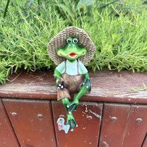 TEMU 1개 수제 레진 개구리 낚시 조각상 - 스트로우 모자 장식, 실내/야외 정원용, 내후성 bonsai 조형물, 휴일 선물 추천, 재미있는 장식품, 세밀한 조각상, 자연을 사랑하는 분들을 위한 예술적 소품, 고품질 인테리어 액세서리, 야외 장식, 파티오 & 홈오피스 장식|인테리어소품