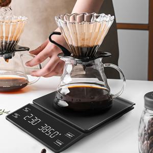 TEMU 3kg 대용량 고정밀 커피 저울 타이머 기능, 원터치 제로 리셋 미끄럼 방지 매트, 다기능 식품 저울 단위 변환, 2*AAA 배터리 디자인 블랙