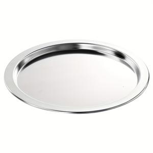 TEMU 1pc 스테인레스 스틸 서비스 트레이, 두꺼운 원형 광택 표면 - 대용량 식품 안전 트레이, 고기, 야채, 재료, 화장품 - 내구성 있는 주방 및 식사 필수품, 세련된 식기, 쉽게 청소 가능한 재질