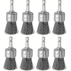 TEMU 드릴링용 와이어 브러시 키트 - 1/4인치 헥스 핸들 1인치 금속 와이어 브러시 - 스테인레스 스틸 압착 탄소 스틸 브러시 - 녹 제거, 청소, 버르스 및 페인트 스트리핑 - 4/8pcs