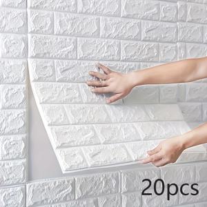 TEMU 20pcs 3D 벽 타일 스티커 - 자체 접착식 방수 폼, 쉽게 벗겨내고 붙이기, 세척 가능 및 절단 가능, 줄무늬 매트 마감, 주방, 거실, 욕실, 복도에 적합 - 세련된 가정 장식, 쉬운 설치 타일