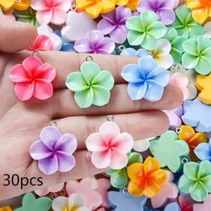 TEMU 30개 하와이 플루메리아 꽃 수지 아름 - DIY 보석 만들기, 패션과 달콤한 액세서리, 여름 휴가와 캐주얼한 옷에 완벽한 하와이 보석