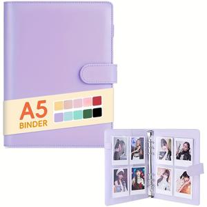 TEMU 1pc A5-PU 합성 인조 가죽 풀페이지 사진 앨범, 10개의 내부 페이지 및 80개의 카드 슬롯을 포함하고, 3인치 소형 카드 아이돌 스타를 추격하는 고가의 저장 책 | DIY 앨범