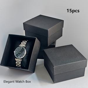 TEMU 15개 클래식 시계 보관함 세트 (시계 베개 포함) - 디지털, 기계식, 쿼츠, 주얼리 시계, 팔찌, 비즈 보관에 이상적, 생일, 발렌타인데이, 기념일, 남자친구 선물, 아버지의 날 완벽한 선물 포장, 구슬 정리함,팔찌 전시 상자,클래식 디자인,장식용 선물 상자,시계 정리함,멀티컴파트먼트 박스,선물 쇼핑객|남자팔찌