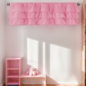 TEMU 1pc 수제 프릴 커튼 발란스 - 조명 필터링, 기계 세척 가능한 폴리에스터, 거실 및 주방 장식용 로드 포켓 디자인, 다양한 크기 제공, 60x18인치, 거실 액센트 | 재미있는 디자인 | 폴리에스터 소재, 거실 커튼