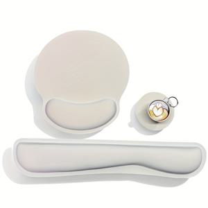 TEMU 키보드 손목 휴지 패드 마우스 패드, 손목 지원 세트 3개, 미끄럼 방지 고무 베이스가 있는 마우스 패드, 가정 사무용 노트북 컴퓨터 게임용 에르고노믹 메모리 폼 마우스 손목 쿠션 지원, 블랙