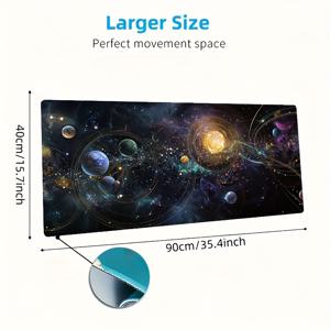 TEMU 갤럭시 아트 디자인 마우스 패드 - 화려한 태양계 및 우주 패턴, 폴리에스터 섬유, 사무실, 게임, 또는 생일 선물에 완벽한, 직사각형 모양, 작업 공간 또는 게임 세팅에 이상적, 책상용 마우스 패드